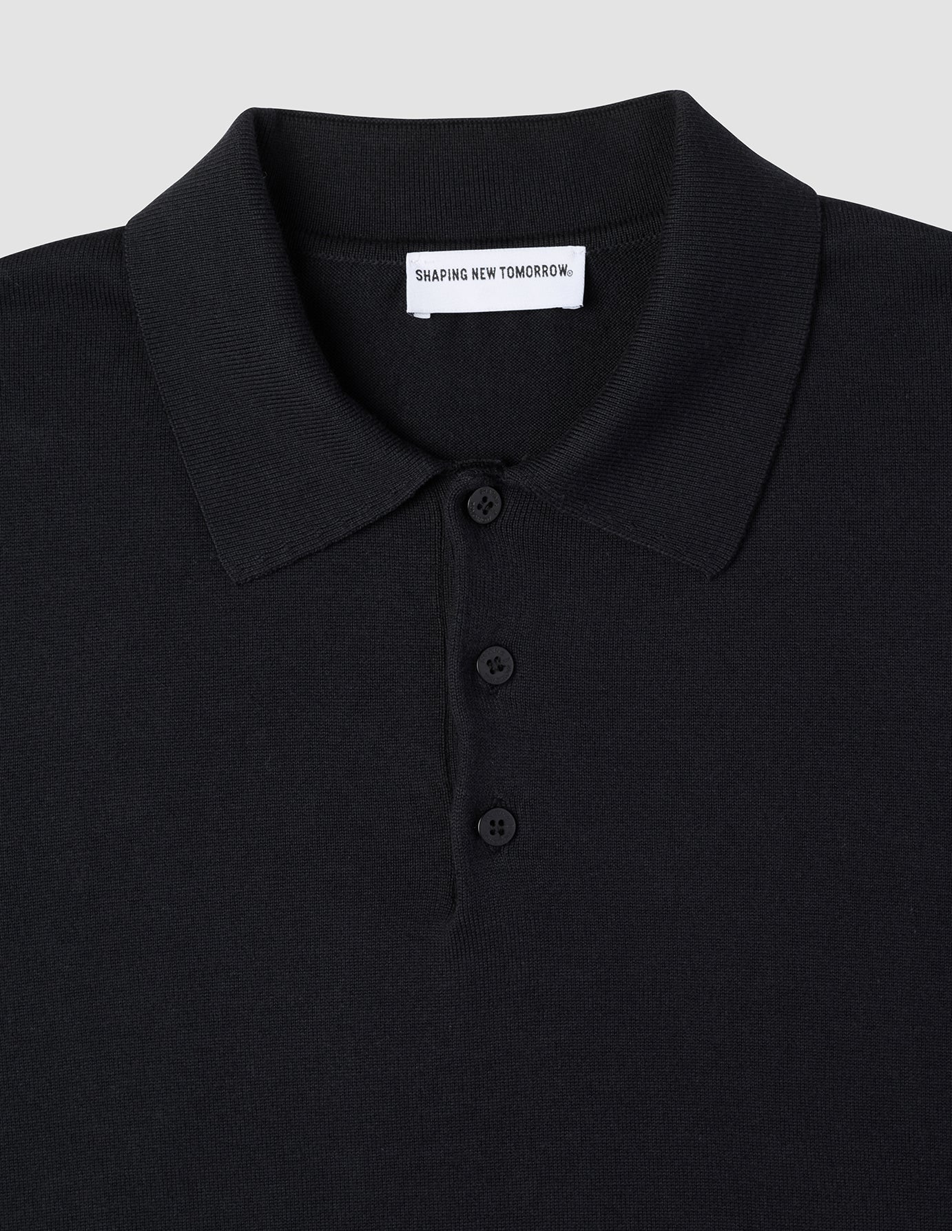 Everyday Knit Long Sleeve Polo Black